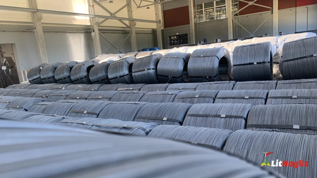 nail wire coils in the warehouse